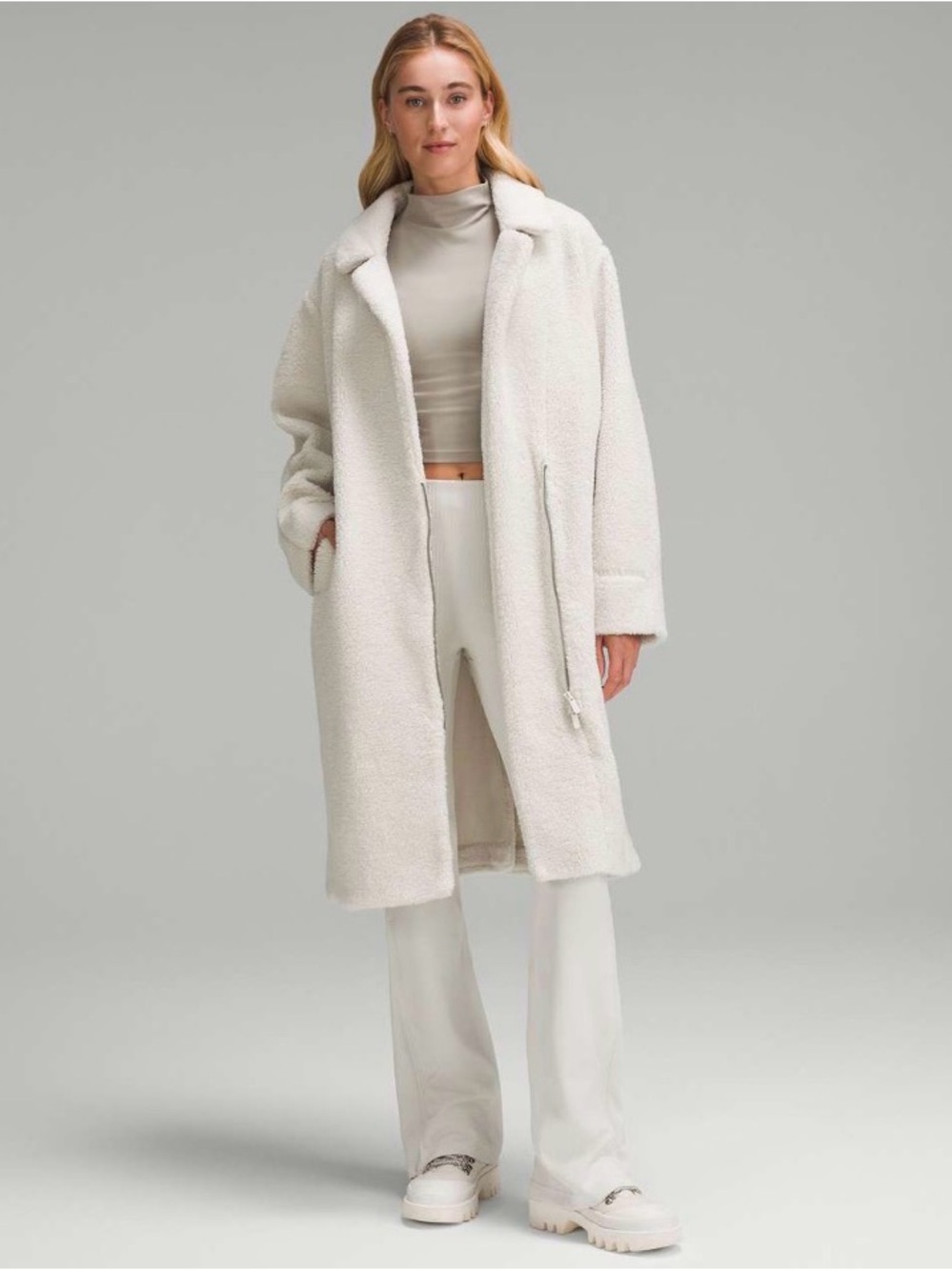 Lululemon Textured Fleece Long Collered Jacket